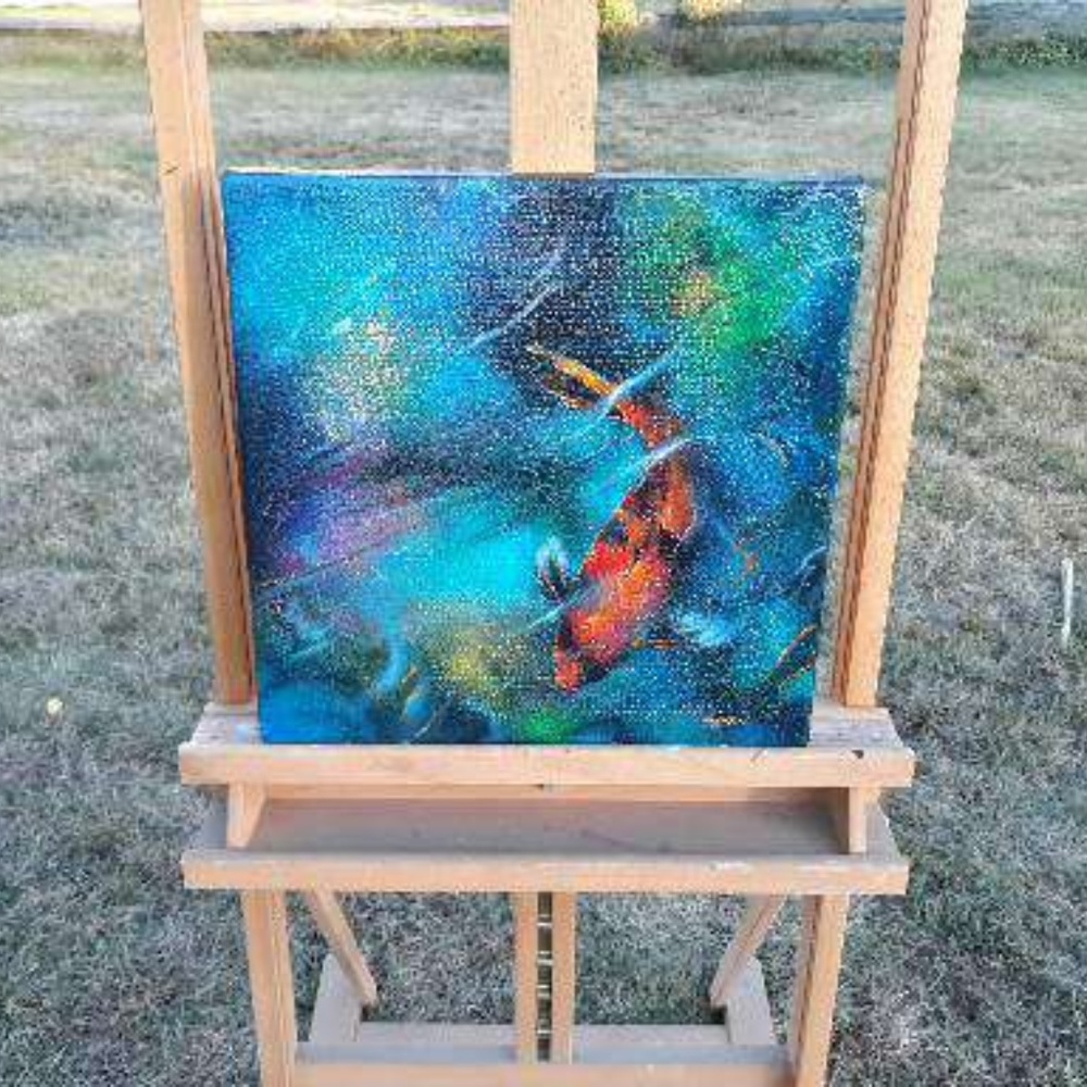 Original Abstract Handmade Painting  Sz 14" x 14 " - Picture 3 of 3